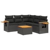  6-dijelni set vrtnih sofa s jastucima crni od poliratana | shoptok.hr