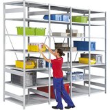 eurokraft pro Skladiščni sestavljiv regal, RAL 7035, srednje težka izvedba, višina regala 3000 mm, osnovni regal, širina x globina 1000 x 300 mm | Shoptok.si