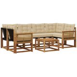 vidaXL Zunanja garnitura za sedenje z blazino 7 pcs Naravna in bež, (5000273132) | Shoptok.si
