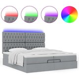 vidaXL Otomanski posteljni okvir z vzmetnicami siv 200x200 cm blago | Shoptok.si