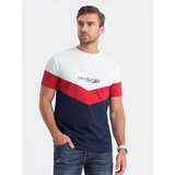 Ombre Men's cotton tricolor t-shirt with logo | ePonuda.com