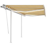 vidaXL Tenda na ručno uvlačenje s LED svjetlima 3 5x2 5 m žuto-bijela | shoptok.hr