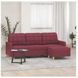 vidaXL Trosjed s tabureom crvena boja vina 180 cm od tkanine | shoptok.hr