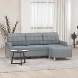 vidaXL Trosjed s tabureom svjetlosivi 180 cm od tkanine | shoptok.hr