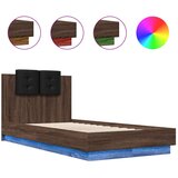 Maison Chic Posteljni okvir - Enojna postelja - Postelja za odrasle z vzglavjem in LED rjavi hrast 90x190 cm, (21695972) Cene