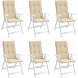 Jastuci za vrtne stolice 6 kom bež 120 x 50 x 3 cm od tkanine | shoptok.hr