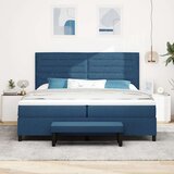  Postelja s škatlo z vzmetnico in klopjo modra 200x200 cm iz tkanine, (22082809) | Shoptok.si