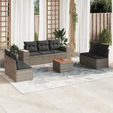 vidaXL 8-dijelni set vrtnih sofa od poliratana s jastucima sivi Cijene