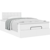 vidaXL Otomanski posteljni okvir z vzmetnico bel 120x200 cm um. usnje | Shoptok.si