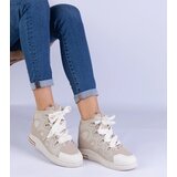Gemre Beige women's sneakers with thick laces Gralina Cene