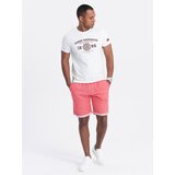 Ombre Men's LOOSE FIT melange fabric shorts - bright red Cene