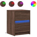 vidaXL Nočna omarica z LED lučkami rjavi hrast inženirski les | Shoptok.si