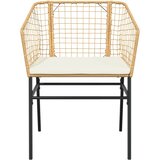  7-dijelni vrtni blagovaonski set s jastucima poliratan i staklo Smeđa 200 x 100 x 74 cm | shoptok.hr