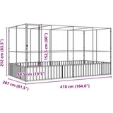 vidaXL Kavez za ptice s produžetkom srebrni 418x207x212 cm čelični | shoptok.hr