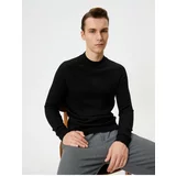 Koton Slim Fit Sweater Knitwear Stand Collar Raglan Sleeve Textured