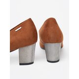 GOODIN Brown pumps with a decorative silver heel | Shoptok.si