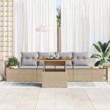 vidaXL 5-dijelni vrtni set sofa s jastučićima Bež poli ratan | shoptok.hr