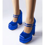 Gemre Blue pumps on a high block heel Gabriel | Shoptok.si