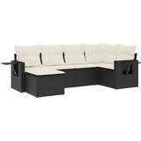  6-dijelni set vrtnih sofa s jastucima crni od poliratana | shoptok.hr