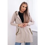 Kesi Sweatshirt with decorative belt in beige color Cene