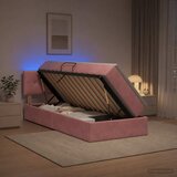  LED krevet za pohranu s madracem Ružičasta 100 x 200 cm Baršun | shoptok.hr