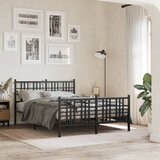Maison Chic Kovinski Posteljni okvir - Dvoposteljna postelja - Zakonska postelja z vzglavjem in vznožjem črn 120x190 cm, (21697295) | Shoptok.si
