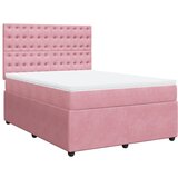 vidaXL Box spring postelja z vzmetnico roza 140x200 cm žamet, (21309290) | Shoptok.si