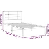 vidaXL Metalni okvir za krevet s uzglavljem bijeli 100x190 cm | shoptok.hr