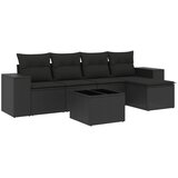  6-dijelni set vrtnih sofa s jastucima crni od poliratana | shoptok.hr