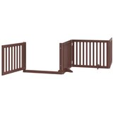 vidaXL Ograda za pse z vrati zložljiva 6 panelov rjava 480 cm les | Shoptok.si