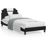 vidaXL Posteljni okvir z vzglavjem črn in bel 90x200 cm umetno usnje | Shoptok.si