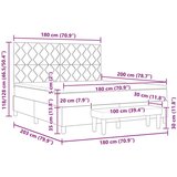 Box Postelja z vzmetnico z vzmetnico Svetlo siva 180 x 200 cm Žamet, (5000126482) | Shoptok.si