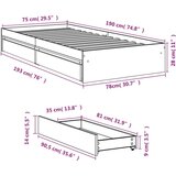 vidaXL Okvir kreveta s ladicama siva boja hrasta 75 x 190 cm drveni | shoptok.hr