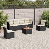  7-dijelni set vrtnih sofa od poliratana s jastucima crni Cijene