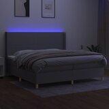  Krevet box spring s madracem LED svjetlosivi 200x200 cm tkanina | shoptok.hr