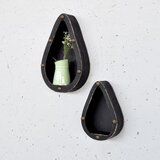Hanah home Raf291 black decorative wooden wall shelf Cene