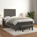 The Living Store Box spring postelja z vzmetnico temno siva 120x200 cm žamet - Box Spring Postelja, (21489882) | Shoptok.si