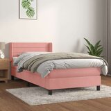vidaXL Box spring postelja z vzmetnico roza 100x200 cm žamet, (20894216) | Shoptok.si