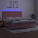  box spring s madracem LED ružičasti 200x200cm baršunasti | shoptok.hr
