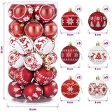  Set božićnih kuglica 30 kom. Crvena i bijela Ø 6 cm Plastika - Crvena i bijela (klasični nordijski motiv) | shoptok.hr