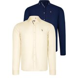 Dewberry DUAL SET G674 MENS SHIRT-NAVY BLUE-YELLOW | shoptok.hr