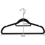 Ruhhy baršunaste vješalice za odjeću 45 cm, set 20 kom, crne | shoptok.hr