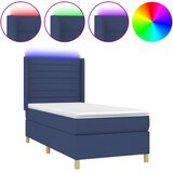  Krevet box spring s madracem LED plavi 90x190 cm od tkanine | shoptok.hr