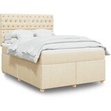  Boxspring - Krevet s oprugama i madracem krem 140 x 190 cm od tkanine - Krema 140 x 190 cm Dizajn s gumbima Cijene