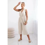 Kesi Jumpsuit with a tie at the waist with beige straps