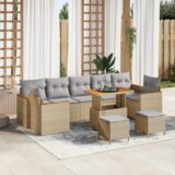 vidaXL 10-dijelni vrtni set sofe s jastučićima bež poli ratan akacija | shoptok.hr