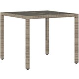 vidaXL vrtna miza s stekleno ploščo siva 90x90x75 cm poli ratan, (21145405) Cene