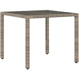 vidaXL Vrtni stol sa staklenom pločom sivi 90x90x75 cm od poliratana | shoptok.hr