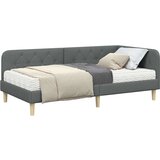 vidaXL Kotna postelja z vzmetnico Temno siva 90 x 200 cm blago | Shoptok.si
