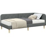 vidaXL Kutni okvir kreveta s madracem Tamno siva 90 x 200 cm tkanina | shoptok.hr